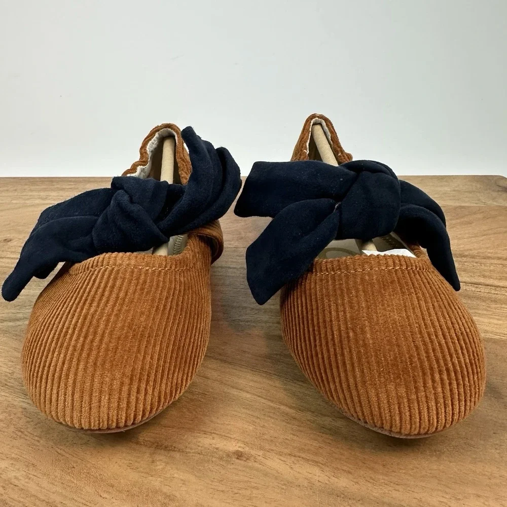 New Big Kids Sam Edelman Felicity Mustard/Navy Ballet Flats Shoes‎ Size 2 Y